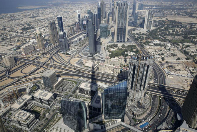Quang cảnh thành phố Dubai được nhìn từ tòa tháp cao nhất thế giới Burj Khalifa ngày 19/11/2014.