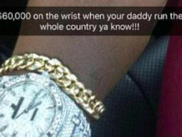 Chiếc đồng hồ của Chatunga Mugabe, con trai út nhà ông Mugabe, có giá lên tới 60.000 USD. Ảnh: Instagram.