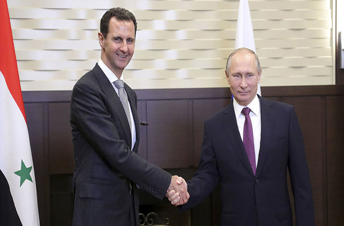 Theo RT, hôm 20/11, Tổng thống Nga Vladimir Putin đã có cuộc gặp với người đồng cấp Syria Bashar al-Assad tại thành phố Sochi để thảo luận về tình hình tại Syria. Ảnh: Reuters.