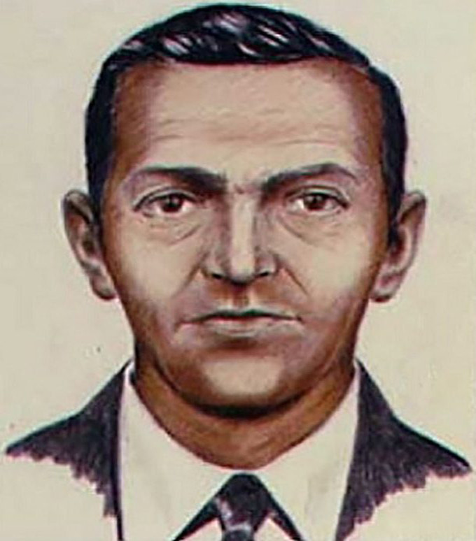 Không tặc D.B. Cooper từng dọa có bom trên máy bay và yêu cầu 200.000 USD tiền chuộc cùng 4 chiếc dù. Cooper đã nhảy khỏi máy bay ở khu vực giữa Seattle và Reno để trốn thoát. Tới nay, người này vẫn chưa được tìm thấy. Các nhà khoa học cho rằng, Cooper có thể là kỹ sư hoặc phi công. Ảnh: List25.