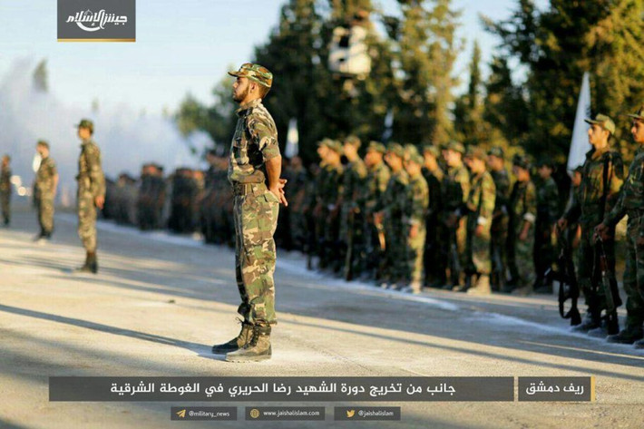 Được biết, Jaish al-Islam là một trong những nhóm phiến quân mạnh ở vùng ngoại ô thủ đô Damascus. Ảnh: AMN.