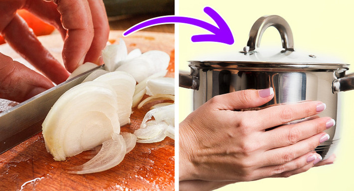 9. Bạn có thể khử mùi hành, tỏi trên tay bằng cách chà xát lên đồ inox, như xoong, chảo, khay nướng.