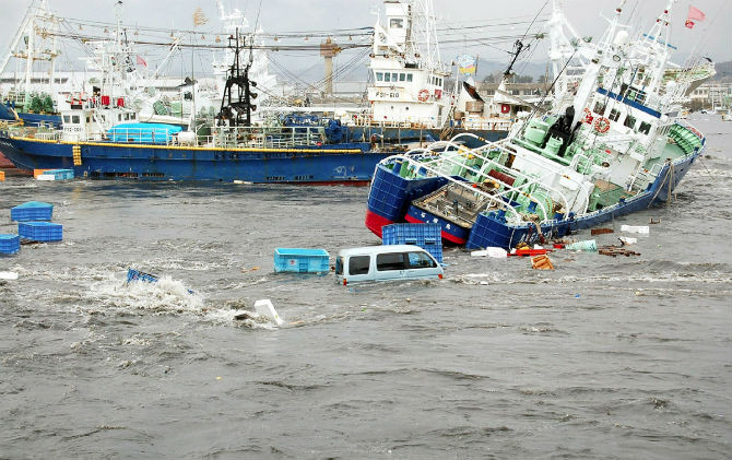 Quang cảnh ở cảng Onahama tại thành phố Iwaki, miền bắc Nhật Bản, ngày 11/3/2011.