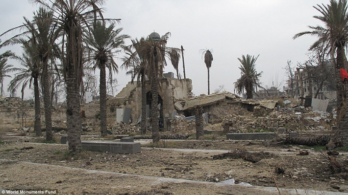 Nhà thờ Hồi giáo Al Sultania ở Aleppo, Syria, cũng bị nhóm khủng bố IS hủy hoại trong thời gian chúng chiếm đóng nơi này. Ảnh: DM.