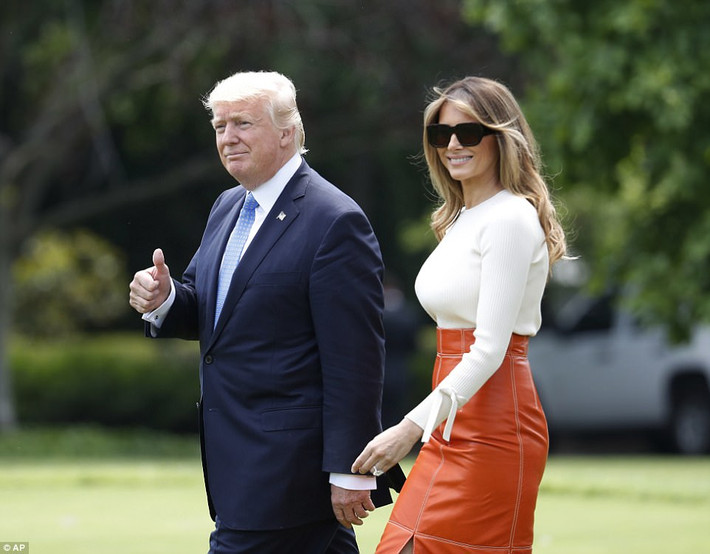Tổng thống Trump và Đệ nhất phu nhân Melania đã rời Nhà Trắng chiều ngày 19/5 (giờ địa phương) để bắt đầu chuyến công du nước ngoài đầu tiên kéo dài 9 ngày với 5 điểm dừng chân ở Trung Đông và Châu Âu. Ảnh: DM.
