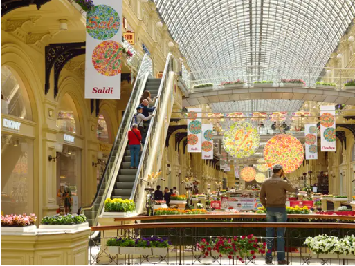 Khi rảnh rỗi, người dân Moscow thích đi mua sắm.