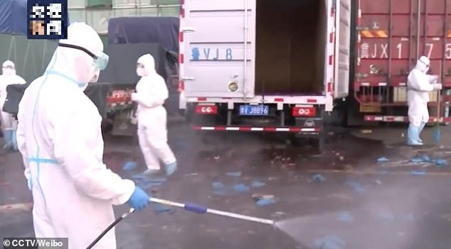 "Nơi này (chợ Tân Phát Địa) có thể hoạt động trở lại sau khi đợt khử trùng cuối được thực hiện. Chúng tôi hy vọng sẽ diễn ra càng sớm càng tốt", một quan chức nói với CCTV. Ảnh: CCTV.
