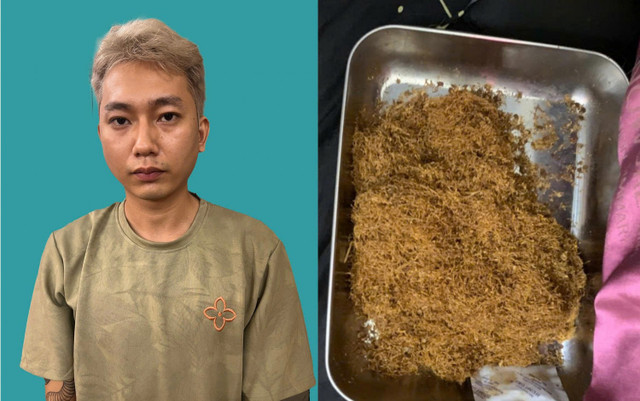Đối tượng Nguyễn Hải Sơn cùng tang vật thu giữ. ae0d66bf06a08cfed5b1.jpg