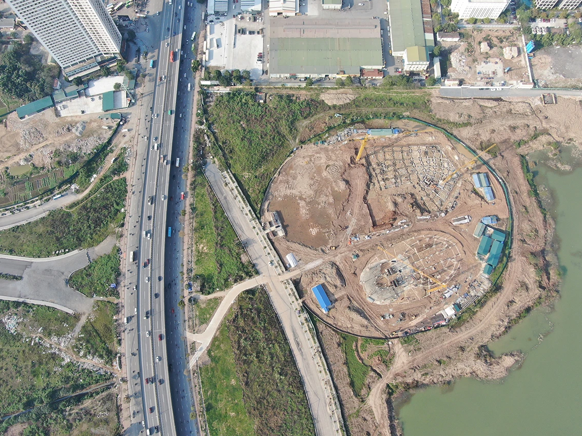 Công trường “khủng” nhất hiện nay tại Hà Nội nhìn từ trên cao