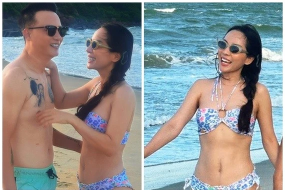 Cựu người mẫu Thanh Thảo diện bikini gợi cảm bên ca sĩ Hoàng Bách