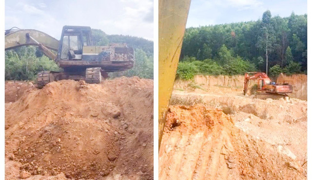 Hiện trường vụ khai thác đất trái phép. Ảnh: NQ khai-thac-dat.jpg