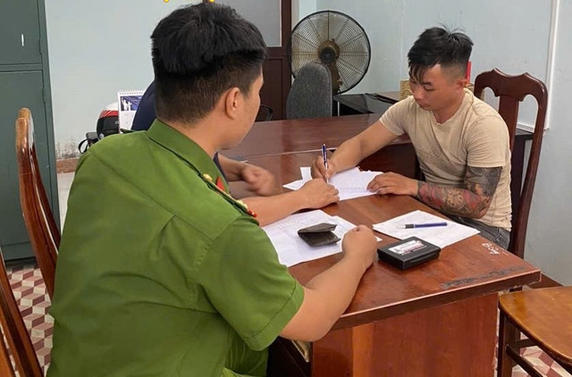 Đối tượng Trần Tấn An tại cơ quan Công an. Ảnh: CACC. 4-7cts1.jpg
