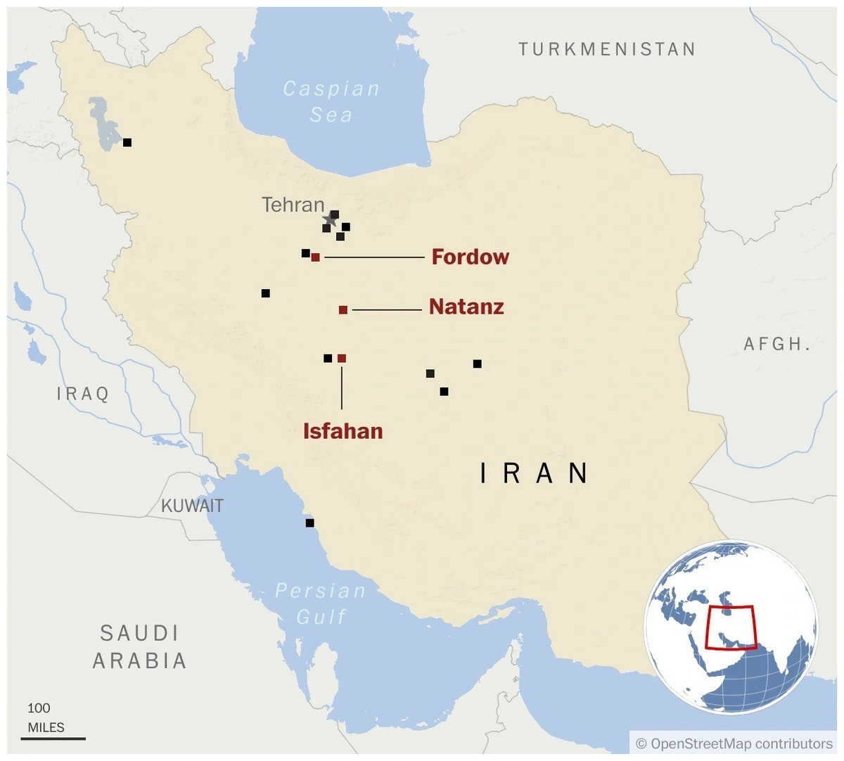 Theo tuyên bố của Tổng thống Mỹ Donal Trump, quân đội Mỹ tiến hành tấn công ba cơ sở hạt nhân của Iran ở Natanz, Fordow và Isfahan. Trong đó cơ sở hạt nhân Fordow đã bị phá hủy hoàn toàn. Tổng thống Trump tuyên bố, sau các cuộc không kích của Mỹ, Tehran phải đồng ý "chấm dứt cuộc chiến này" ngay lập tức.