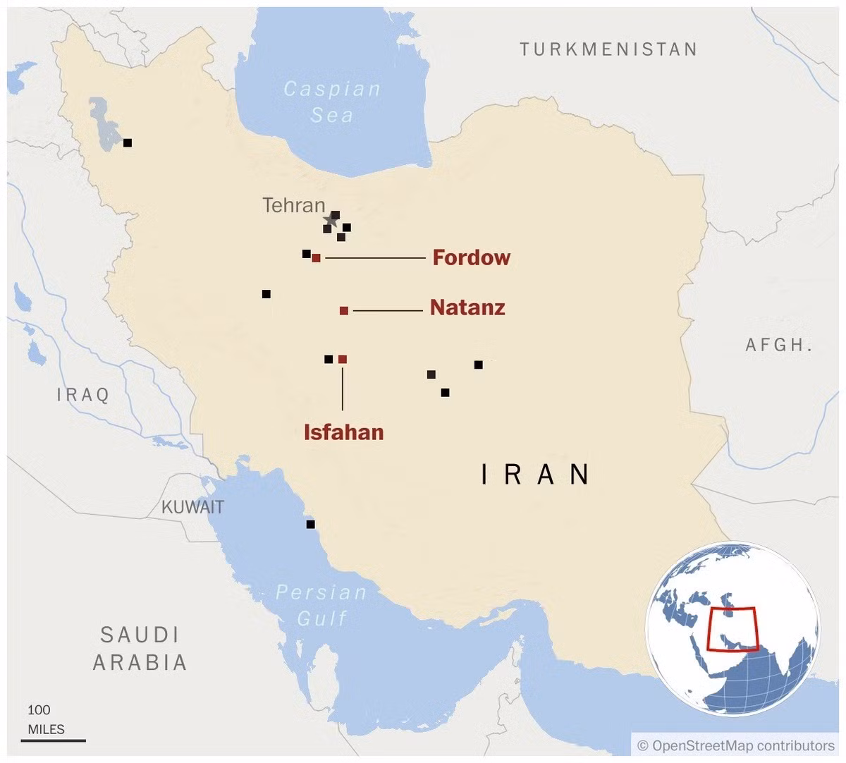 Theo tuyên bố của Tổng thống Mỹ Donal Trump, quân đội Mỹ tiến hành tấn công ba cơ sở hạt nhân của Iran ở Natanz, Fordow và Isfahan. Trong đó cơ sở hạt nhân Fordow đã bị phá hủy hoàn toàn. Tổng thống Trump tuyên bố, sau các cuộc không kích của Mỹ, Tehran phải đồng ý "chấm dứt cuộc chiến này" ngay lập tức.
