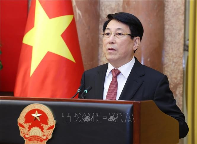 Chủ tịch nước Lương Cường phát biểu giao nhiệm vụ. Ảnh: Lâm Khánh/TTXVN