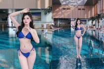 Hot girl Nghệ An khoe dáng 'đẹp từng centimet' bên hồ bơi