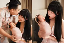 ‘Hot girl trứng rán’ khoe bộ ảnh đầu tiên của con gái cưng tròn 10 ngày tuổi