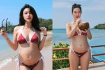 Vợ hot girl của Rhymastic bầu 5 tháng vẫn tự tin diện bikini khoe dáng