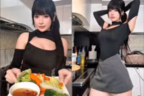 Vào bếp nấu ăn, nàng hot girl Una Tố Uyên gây chú ý với ngoại hình nóng bỏng