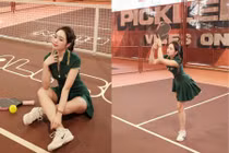 Hot girl Hà thành Lê Phương Anh khoe dáng hút mắt trên sân pickleball