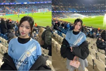 Danh tính fan girl Manchester City xinh đẹp 'chiếm spotlight' trên khán đài