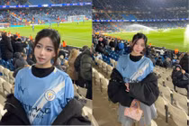 Danh tính fan girl Manchester City xinh đẹp 'chiếm spotlight' trên khán đài