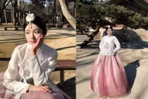 'Tiên nữ mukbang' gây chú ý khi diện Hanbok giữa tiết trời -11 độ C