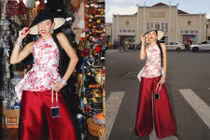 Ái nữ chuỗi siêu thị diện yếm đằm thắm, tạo dáng cực chất bên chợ Bến Thành