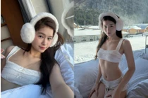 Tiktoker Mai Hương diện đồ ngủ tí hon, thư giãn giữa khung cảnh trời tuyết