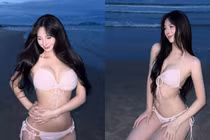 Hot girl Uyên Ni hớp hồn fan với vẻ đẹp ma mị trên biển đêm