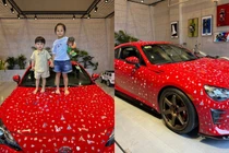 Cường Đô La 'dở khóc dở cười' với màn trang trí xế hộp của hai nhóc tỳ