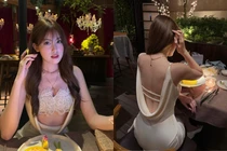 Hot girl Tăng Mỹ Hàn đốt mắt fan với thiết kế nửa kín nửa hở