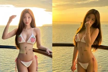 Tammy Phạm diện bikini trái dâu, cảnh báo fan “nguy hiểm”