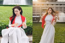 Tiktoker Việt Phương Thoa xúng xính áo dài chụp ảnh trước thềm Quốc khánh 2/9