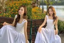 Nàng thơ Hoàng Khánh Ly khoe vẻ đẹp mong manh, tinh khôi bên hồ Gươm