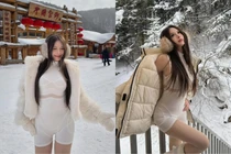 Thả dáng giữa 'làng tuyết cổ tích', Tiktoker Ngân Hà đốn tim người hâm mộ