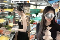 Hot girl nhận chỉ trích vì ăn mặc phản cảm bán bánh mì