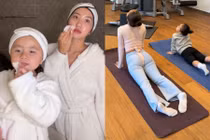 Huyền 2k4 đẻ con gái như có thêm 'bạn thân', hết skincare đến tập yoga cùng