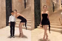 Huyền Baby giao diện búp bê không tuổi, đứng cạnh con trai như hai chị em