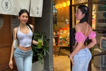 Chỉ diện quần jean, áo thun nhưng hot girl phòng gym vẫn cuốn không lối thoát