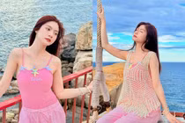 Bà xã streamer đình đám lên đồ đi biển hút ánh nhìn