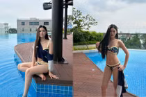 'Hot girl gen Z' Mai Hương diện bikini khoe eo con kiến bên hồ bơi