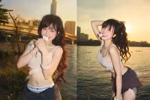 Hot girl Bảo Khuyên Susan tựa nàng thơ bên sông Sài Gòn