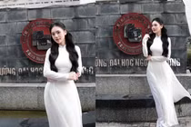Hot girl ngoại thương duyên dáng trong tà áo dài