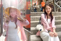 Khánh Vy du lịch Hong Kong, không quên mang nón lá Việt Nam