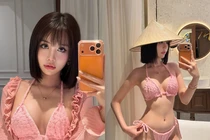 Chu Mạc Thúy Quỳnh diện bikini hai mảnh khoe trọn 'vòng eo con kiến' 