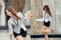 'Hot girl ảnh thẻ' hóa thân cô thư ký nhỏ quyến rũ