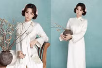 Hot girl Tammy Phạm gia nhập đường đua áo dài Tết với bộ ảnh dịu dàng