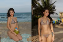 Vợ hot girl của Rhymastic khoe dáng cực cháy với bikini nhỏ xíu