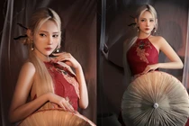 'Nữ thần DJ' Jenny Yến dịu dàng trong sắc đỏ truyền thống đón Trung Thu